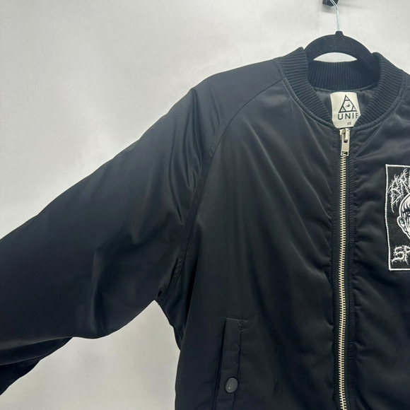 Rare UNIF Brutal Spears Bomber Jacket Womens XS Black Oversize Punk Goth Emo Pop - Picture 4 of 10